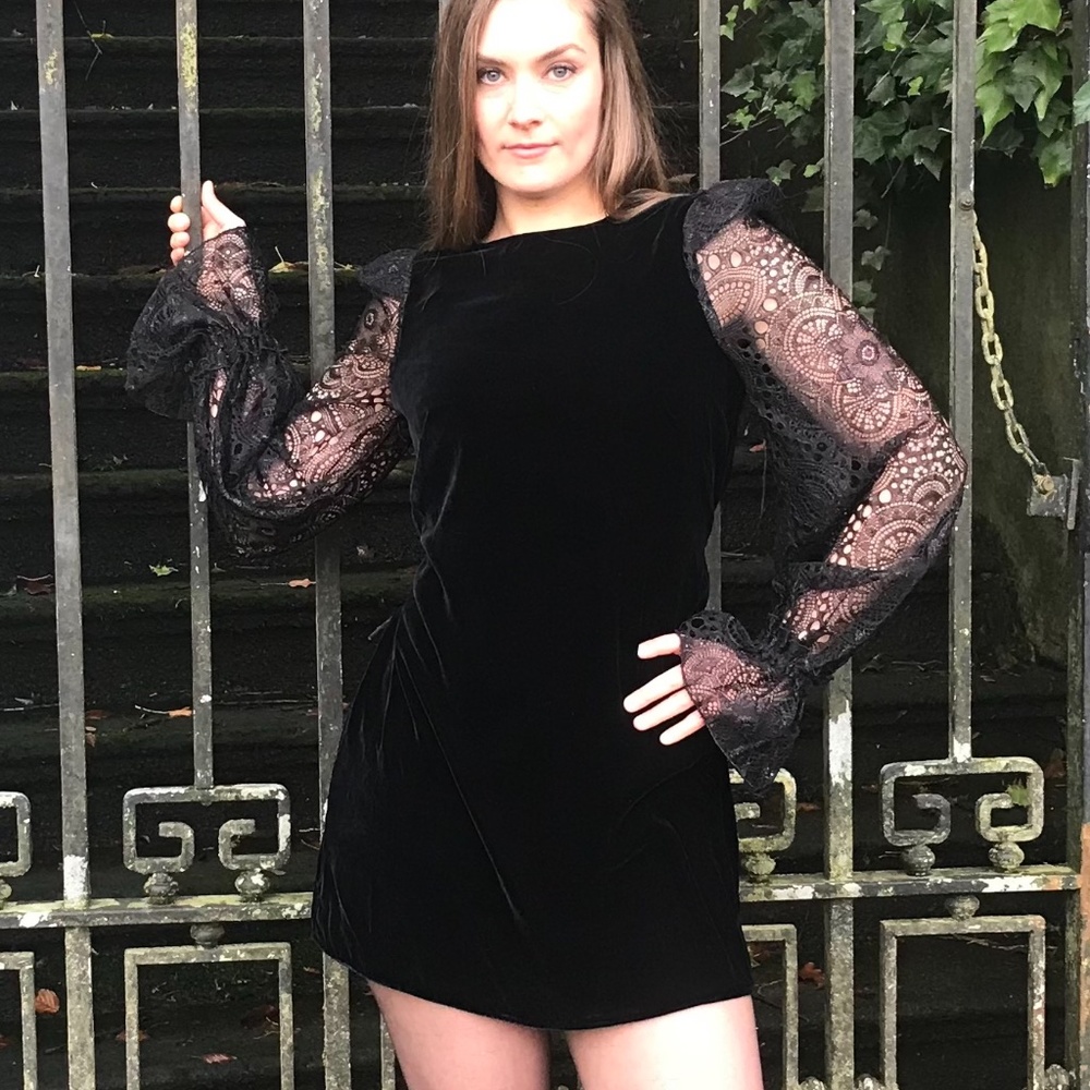 The Vampire's Wife x H&M NWT Neo-gothic Black Velvet Lace Dress XS